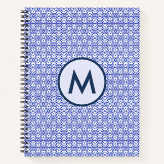 Modern Blue Geometric Triangle Pattern Minimalist Notebook