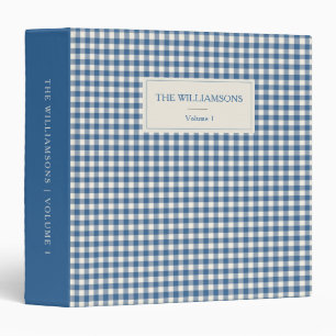 Modern Blue Gingham Personalized Family Photo Binder