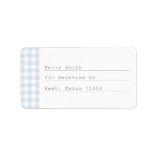 Modern Blue Gingham Typewriter Address Labels