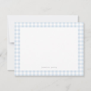 Modern Blue Gingham Typewriter Name Card