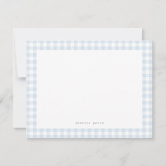 Modern Blue Gingham Typewriter Name Card