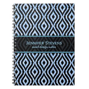 Modern Blue Glitter & Black Geometric Pattern Notebook