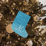 Modern Blue Glitter Sparkles Personalized Name Large Christmas Stocking<br><div class="desc">Modern Blue Glitter Sparkles Personalized Name</div>