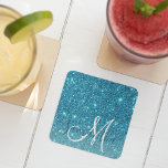 Modern Blue Glitter Sparkles Personalized Name Square Paper Coaster<br><div class="desc">Introducing our Modern Blue Glitter Sparkles Personalized Name collection, exclusively available on Zazzle! This dazzling product line is perfect for adding a touch of glamour and customization to your everyday essentials. Embrace the modern and glamourous vibes of our Modern Blue Glitter Sparkles Personalized Name collection, available exclusively on Zazzle. With...</div>