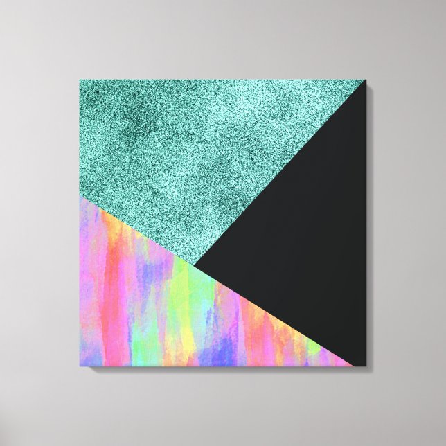 Modern Blue-Glitter With Pastel Geometric Style  Canvas Print (Front)