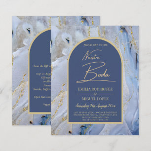 Modern Blue Gold Agate Marble Arch Wedding