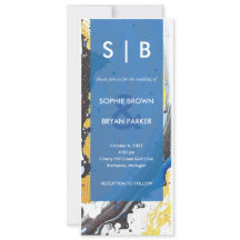 Modern Blue/Gold/Black Hydro-Dip Invitation