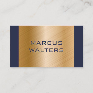 Modern Blue Gold Brushed Business Card