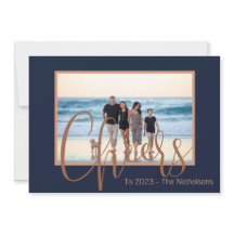 Modern Blue & Gold Cheers New Year Calendar Photo