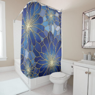 Modern Blue Gold Floral Pattern