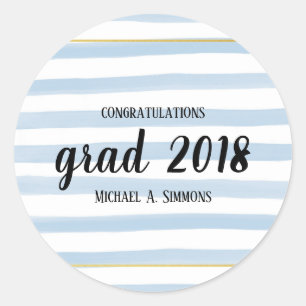 Modern Blue & Gold Graduate Custom Stickers