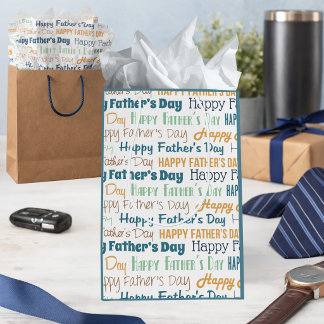 Modern Blue Gold Green Typography Father’s Day Medium Gift Bag