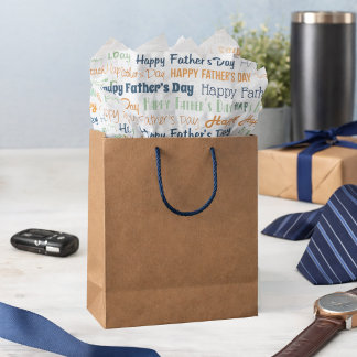 Modern Blue Gold Green Typography Father’s Day Tissue Paper