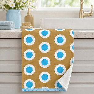 Modern Blue Gold Light Blue Circle Ring Pattern Bath Towel Set