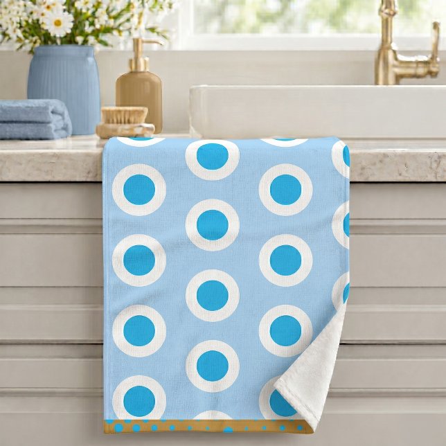Modern Blue Gold Light Blue Circle Ring Pattern Bath Towel Set (Creator Uploaded)