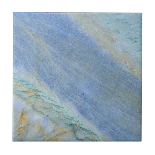 Modern Blue Gold Quartz Marble Print Tile (Front)