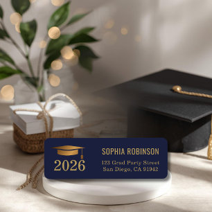 Modern Blue Gold Script Typography Graduation