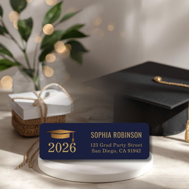 Modern Blue Gold Script Typography Graduation (Creator Uploaded)