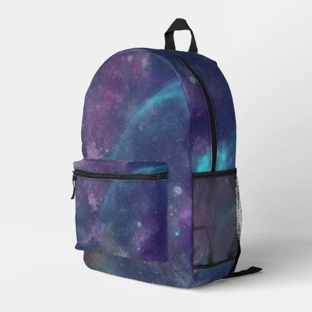 Modern Blue gradient cosmos space galaxy boys Printed Backpack (Back Corner Right)