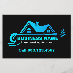 Modern Blue Gradient House Power Washing Service Flyer