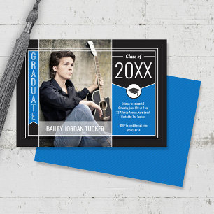 Modern Blue Graduate Photo Graduation Invitation
