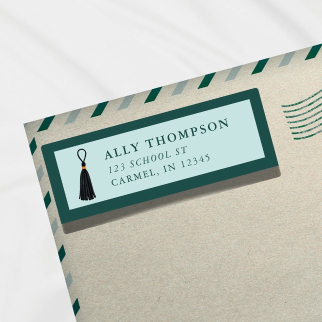 Modern Blue Graduation Cap Tassel  (Modern Blue Graduation Cap Tassel Label)