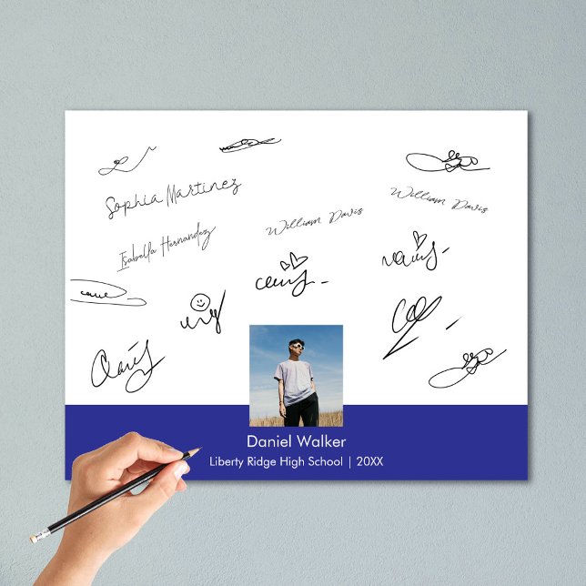 Modern Blue Graduation Party Signing Guest  Photo (Creator Uploaded)