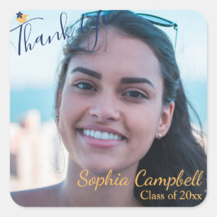 Modern Blue Graduation Square Sticker