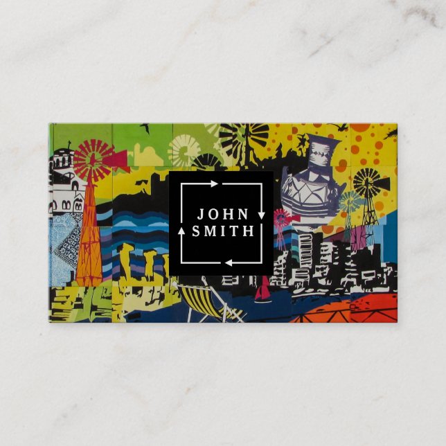 Modern Blue Graffiti Cool Abstract Art Business Ca Business Card (Front)