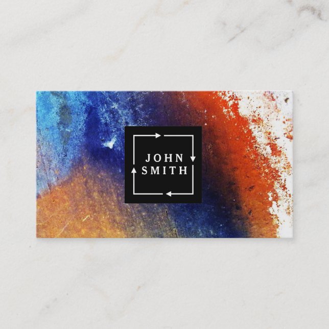 Modern Blue Graffiti Cool Abstract Art Business Card (Front)