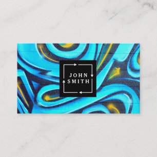 Modern Blue Graffiti Cool Abstract Art Business Card