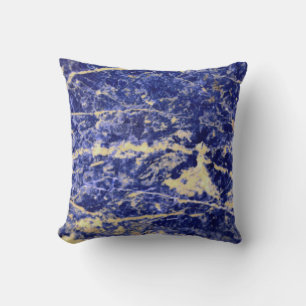 Modern Blue Granite, blue marble, blue stone Throw Pillow
