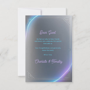 Modern Blue Gray Purple Electric Neon Glow Wedding Thank You Card