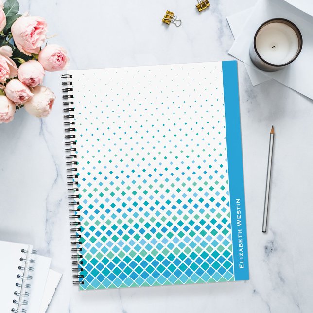 Modern Blue Green Abstract Diamond Notebook (Creator Uploaded)