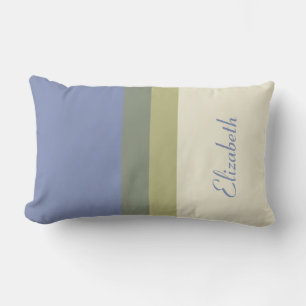 Modern Blue Green Cream Custom Name Colour Block Lumbar Pillow