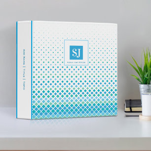 Modern Blue Green Diamond Monogram Custom Binder