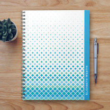 Modern Blue Green Diamond Pattern Notebook Journal