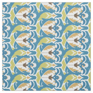 Modern Blue Green Floral Custom Fabric