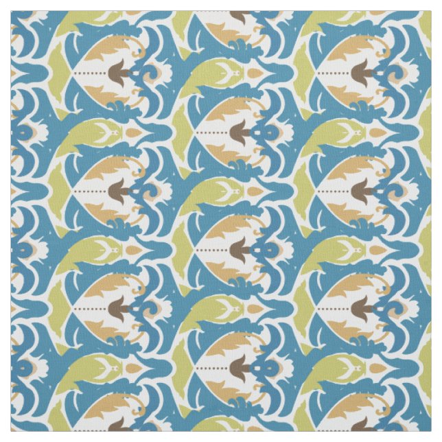 Modern Blue Green Floral Custom Fabric (Swatch)