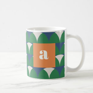 Modern blue green geometric retro personalized cof coffee mug