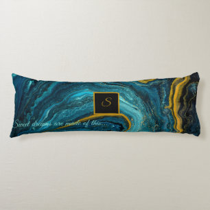 Modern Blue Green Gold Dust Abstract Art Marble Body Pillow