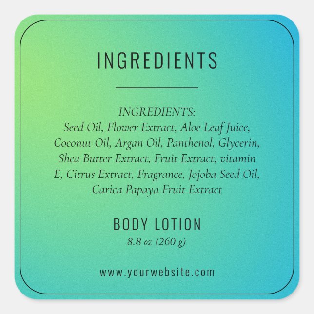 Modern Blue Green Ingredient List Product Label (Front)