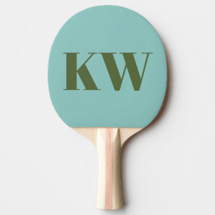 Modern Blue Green Monogram Initials Personalized  Ping Pong Paddle