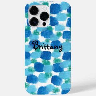 Modern Blue Green Pebbles Abstract Art Personalize Case-Mate iPhone 14 Pro Max Case