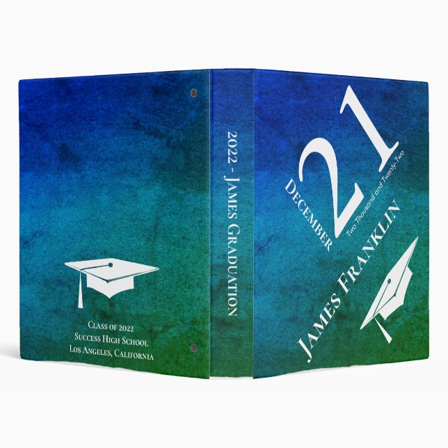 Modern Blue Green School Senior Year Graduation Binder (Background)