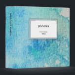 Modern blue green teal watercolor splatter binder<br><div class="desc">Modern personal blue green teal watercolor splatter binder.
You can add your own text,  name at the front and at the spine to personalize it.</div>