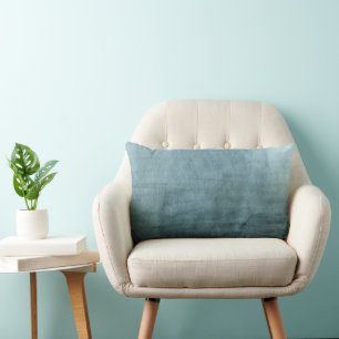 Modern Blue Green Watercolor Abstract Lumbar Pillow