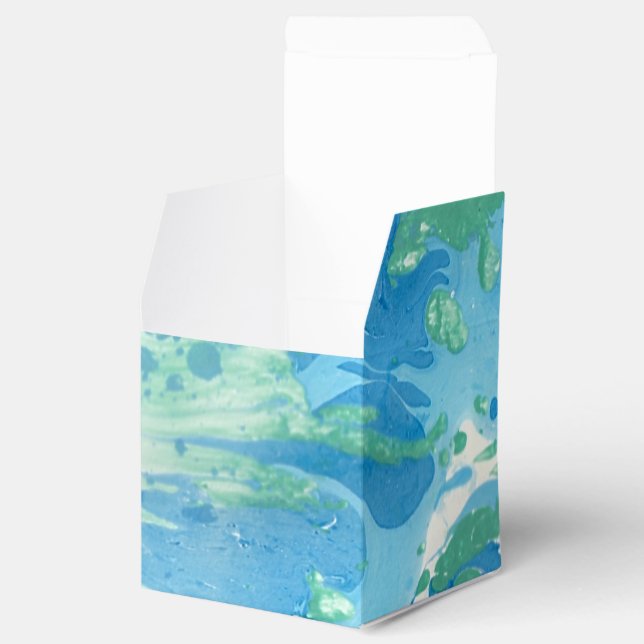 Modern Blue Green White Marble Look Abstract Favor Box (Opened)