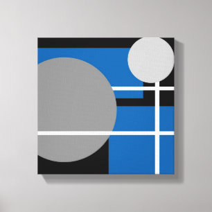 Modern Blue Grey Black White - Wrapped Canvas