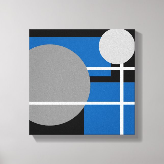 Modern Blue Grey Black White - Wrapped Canvas (Front)